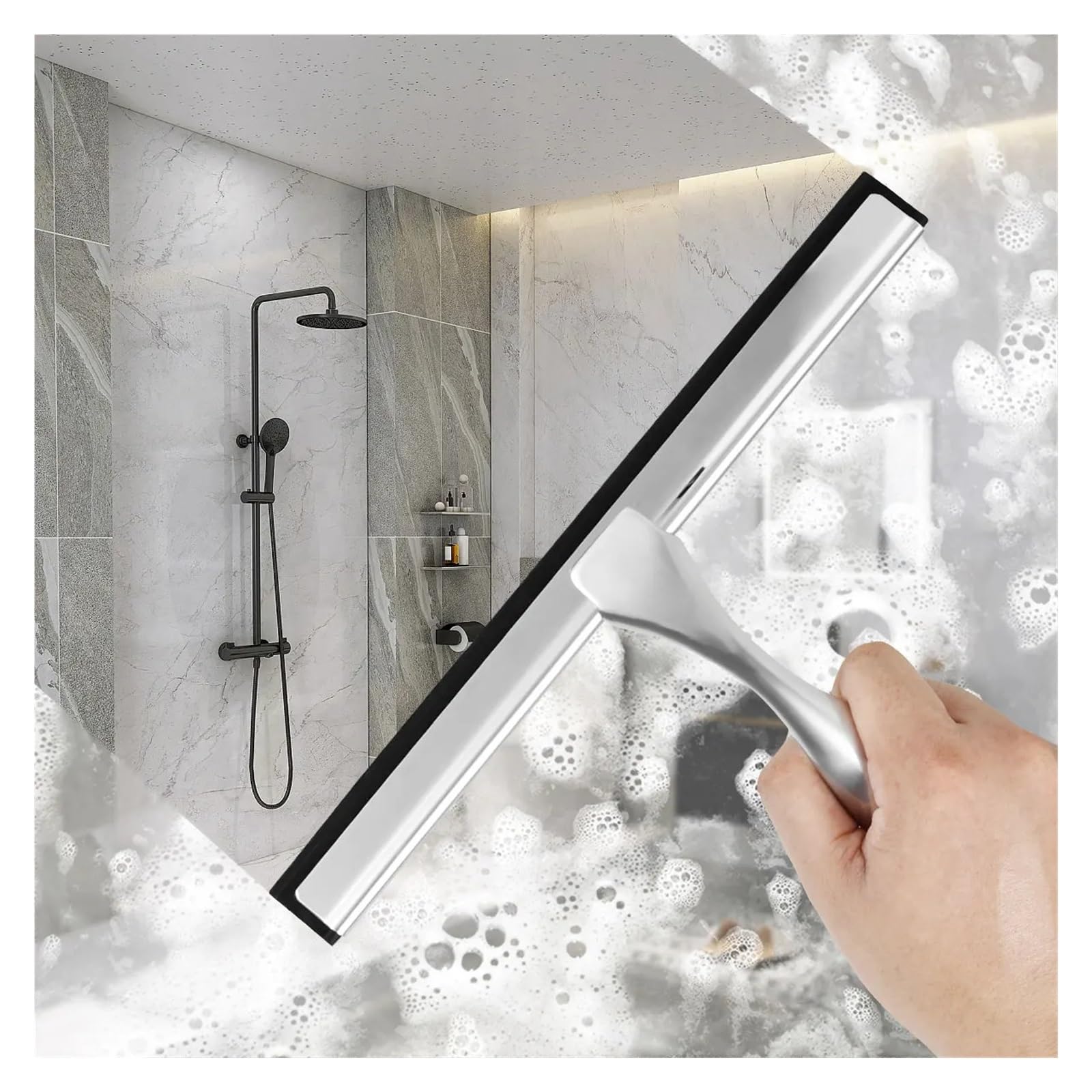 Limpiador de Ducha de Acero Inoxidable for Ventanas con Ventosa, Multiusos, for Ducha, Limpieza de Azulejos de baño, 1 Unidad para Ventana, Espejo