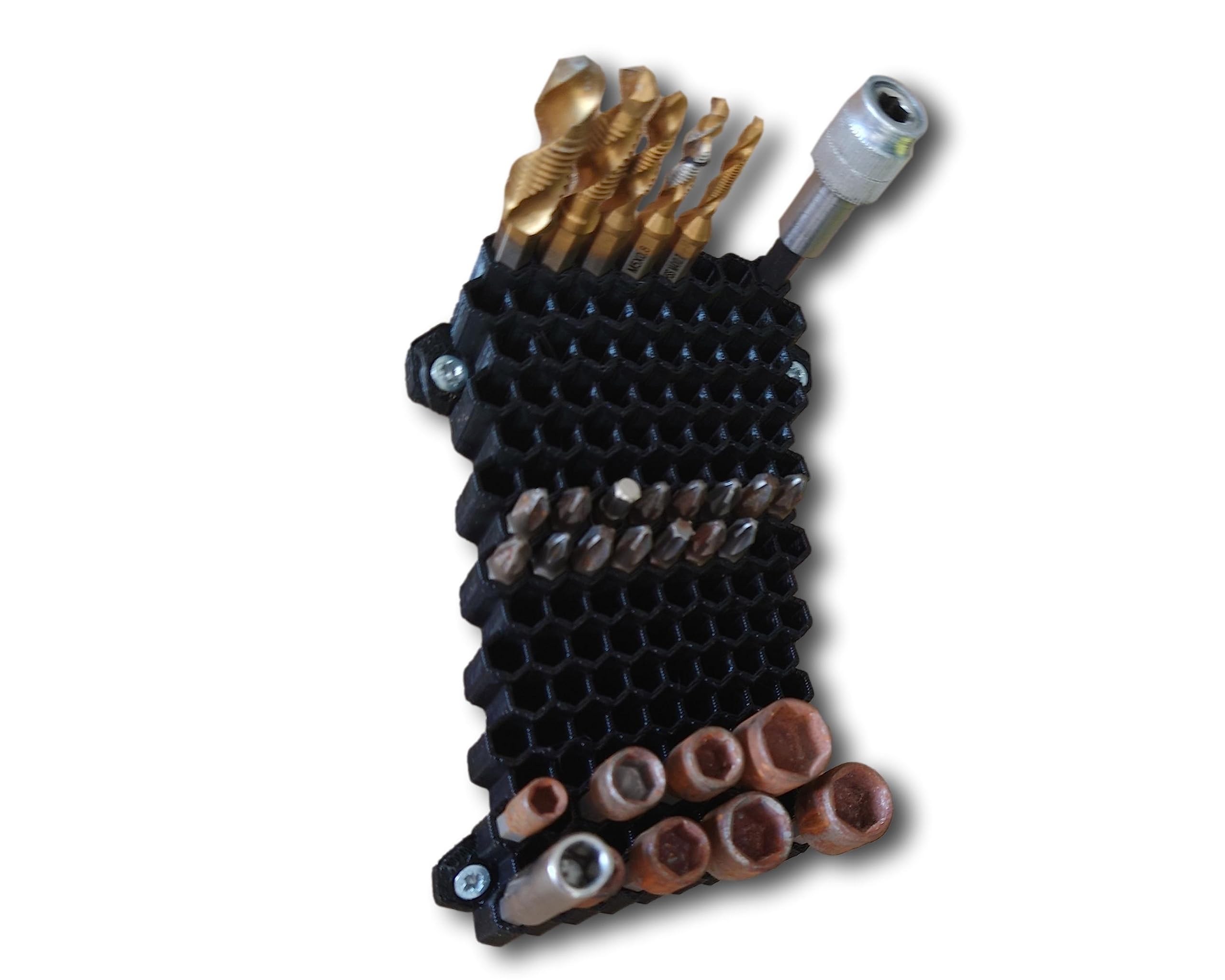 Hex Bit Wall Holder Storage 1/4" 136 Spaces, Variety pack