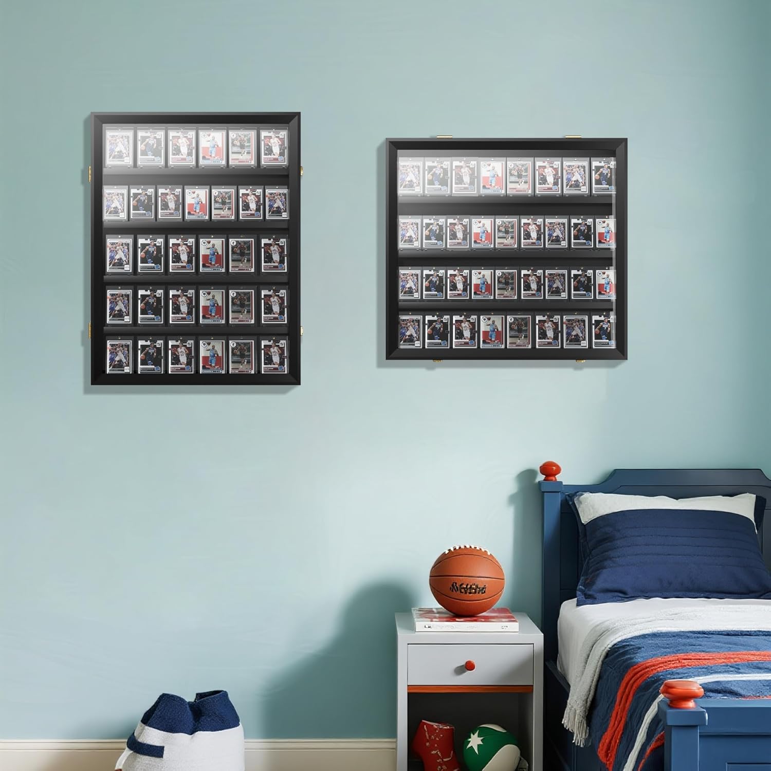 36 Graded Sports Card Display Case - Baseball Card Display Frame Lockable for, Football, Basketball, Hockey & Trading Cards - UV Protection & Clear Acrylic, Black - Image 6