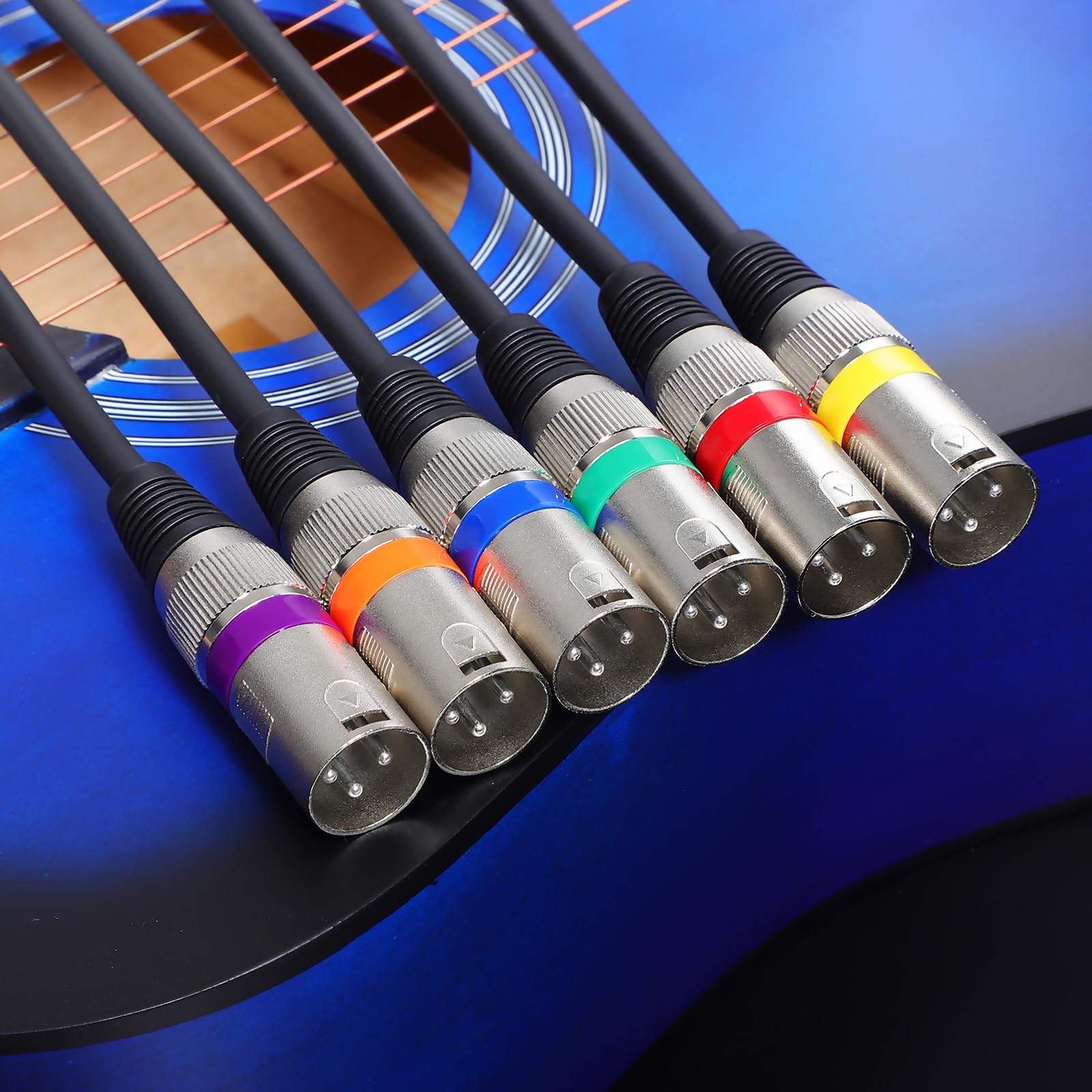 6 Cables de Micrófono Xlr Balanceados Macho a Hembra de 1,5m Construcción Robusta y Cobre para Uso Profesional en Conciertos y Altavoces