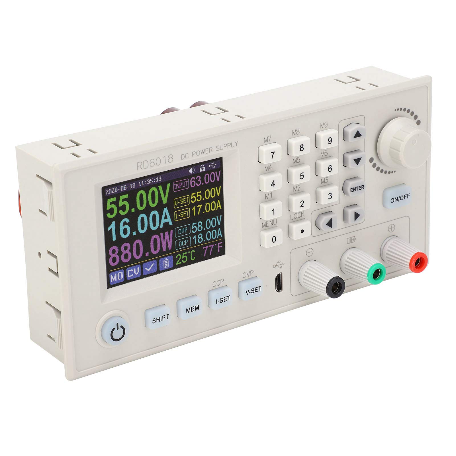 FTVOGUE Moduł CNC DC DC, Regulowany moduł Zasilania, Obniżanie i Zwiększanie Napięcia od 6-70 V do 0-60 V dla Laboratoriów i Konserwacji Elektroniki (RD6018-W)
