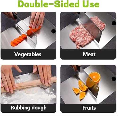 Miniatura 6 de Tabla de cortar de acero inoxidable de 15.3 x 11 pulgadas, tabla de cortar de metal para cocina, tablas de cortar de acero 304 de grado alimenticio