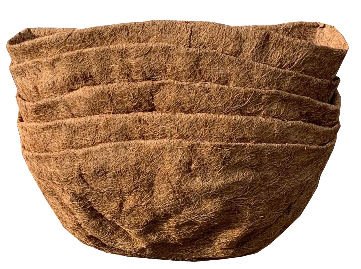 Selections Brown Preformed Half Round Coco Liner For Garden Wall Basket Hayrack Planter (60Cm / 24 Inch) - Pack Of 5