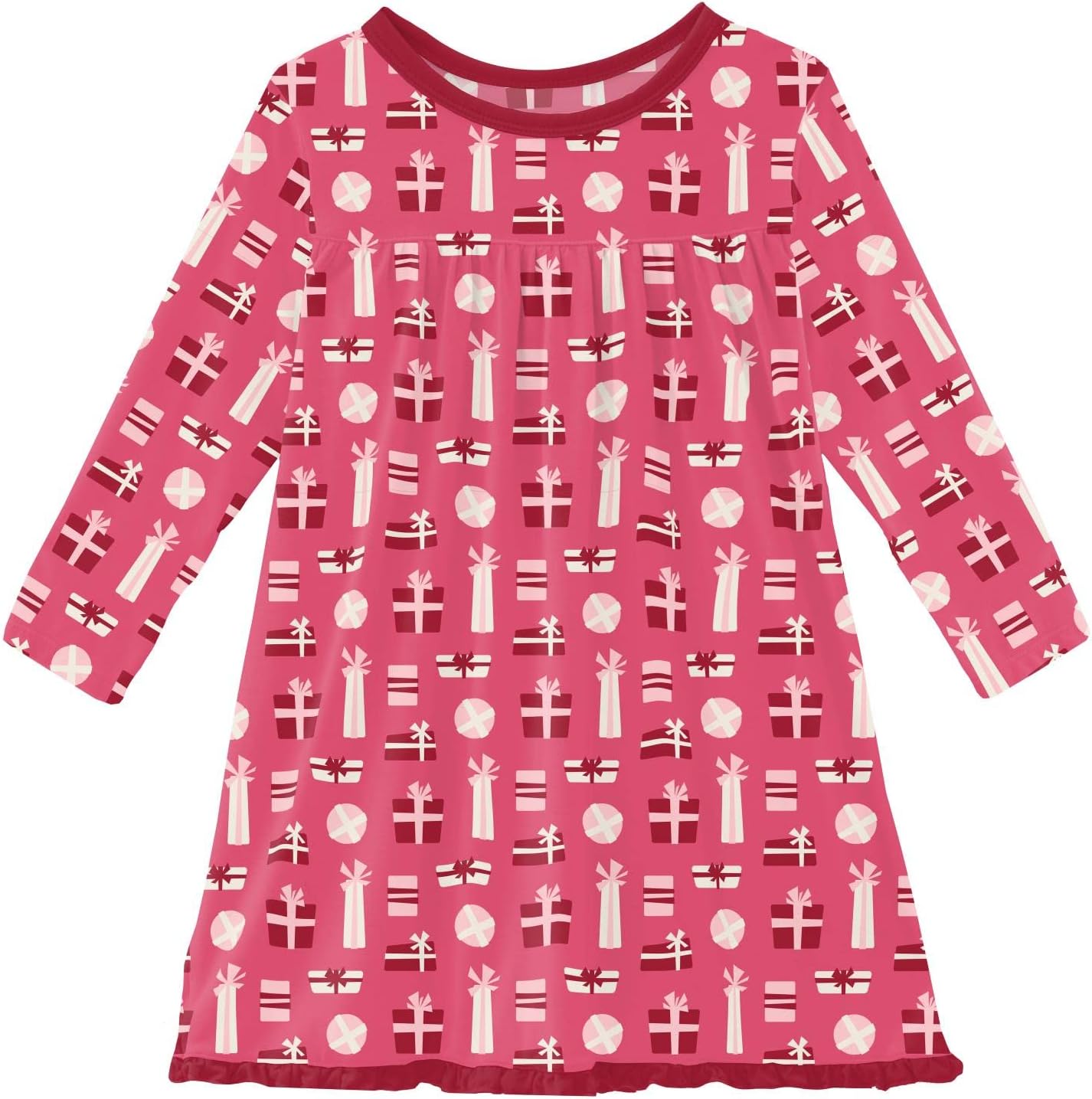 KicKee Print Long Sleeve Swing Dress for Girls, Soft Girl Clothes, Baby and Kid