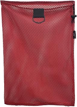 JCS 15x20 Nylon Drawstring Mesh Bag. Durable, Breathable Storage w/Barrel Lock & D-Ring for Shellfish, Fishing and Dive Gear, Red