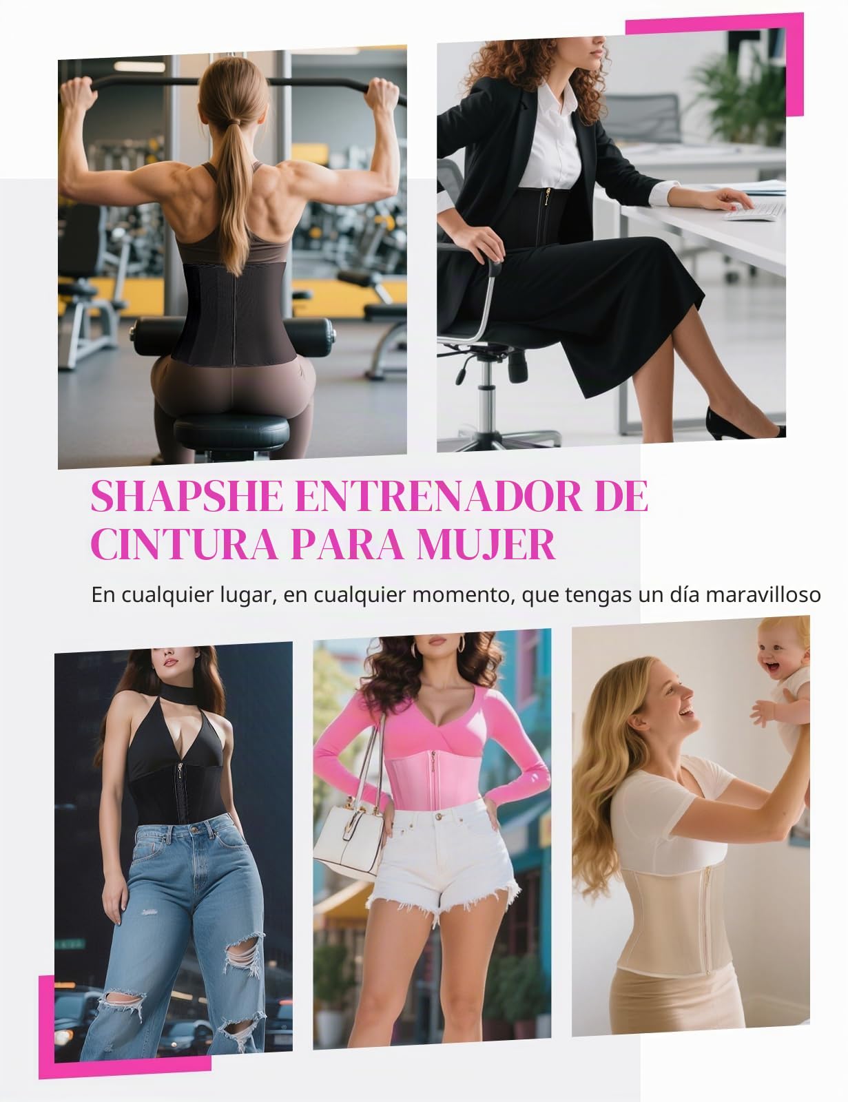 SHAPSHE - Entrenador de cintura para mujer, control de abdomen, entrenamiento, faja moldeadora de cintura posparto con gancho de cremallera