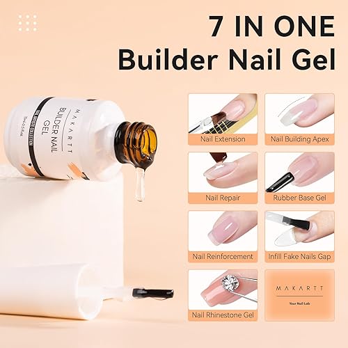 Miniatura 2 de Makartt Builder - Esmalte de uñas en gel 7 en 1 multifuncional para construcción de ápice, coloración, capa base de goma, fortalecedor de uñas, gel