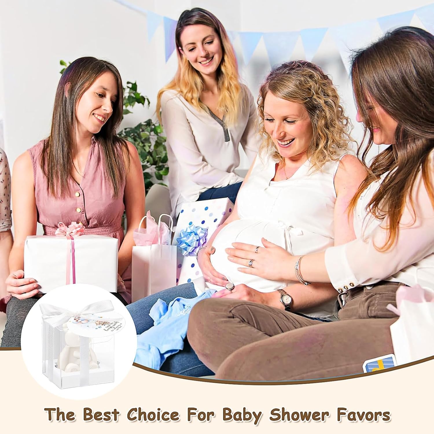 36 Stück Bären-Babyshower-Geschenke, Bären-Seifen-Gastgeschenke mit Dankeskarten und Boxen für Babyparty-Dekoration, Gästegeschenk, Hochzeitszubehör (Weiß und Braun)