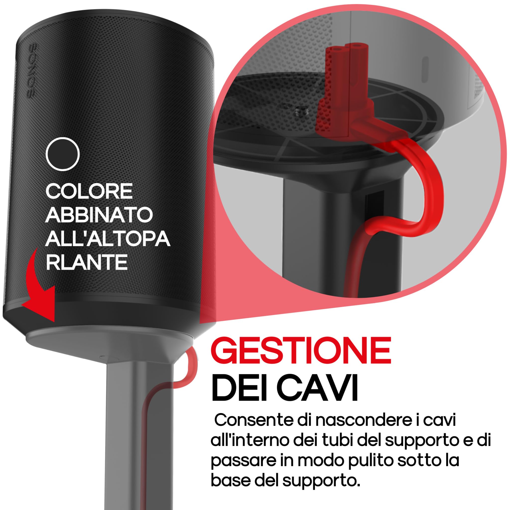 Supporto da Pavimento ERA 100, Doppia Confezione (2pcs), Compatibile con Sonos ERA100, ERA 100 SL, Sonos ONE, Play:1, Nero