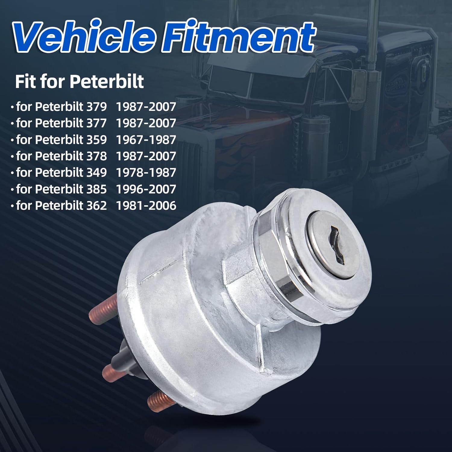 23-08598 Ignition Switch Assembly with 4 Door Lock Cylinders & 4 Keys Fits for Peterbilt 379, 377, 359, 378, 349, 385, 362 Truck, Replace# 23-08598, 23-09994C268, 2308598, 2309994C268