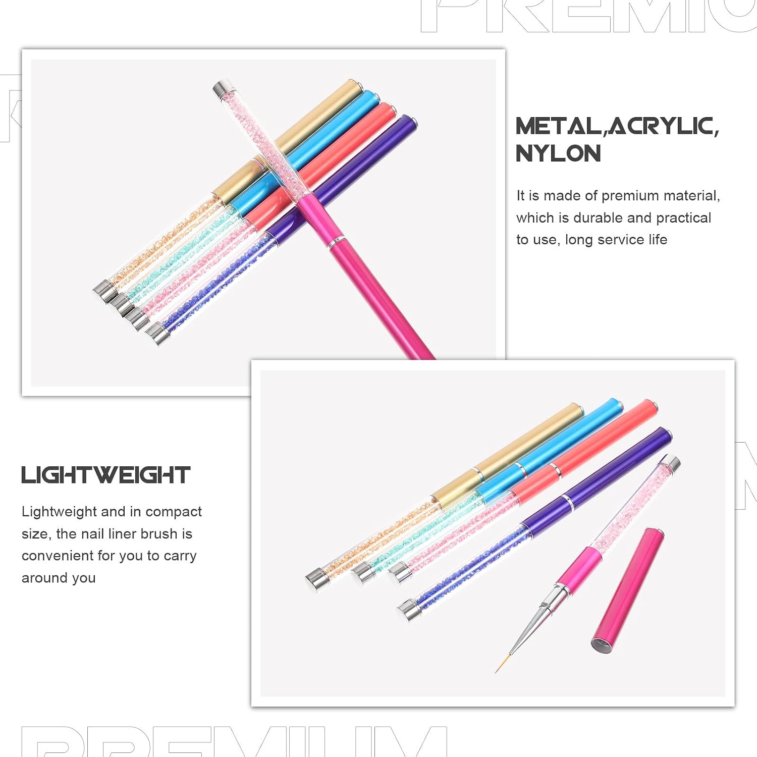 5pcs Portable Nail Art Liner Pens for Manicure Training and Home Use