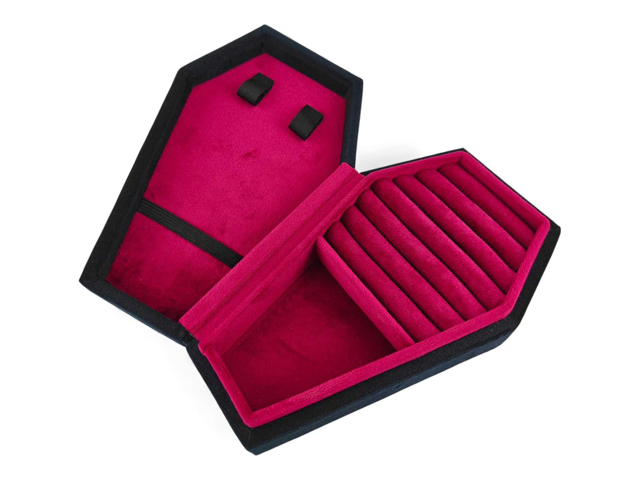 Ro Rox Black Velvet Coffin Jewellery Box Necklace Earring Rings Gothic Display Box