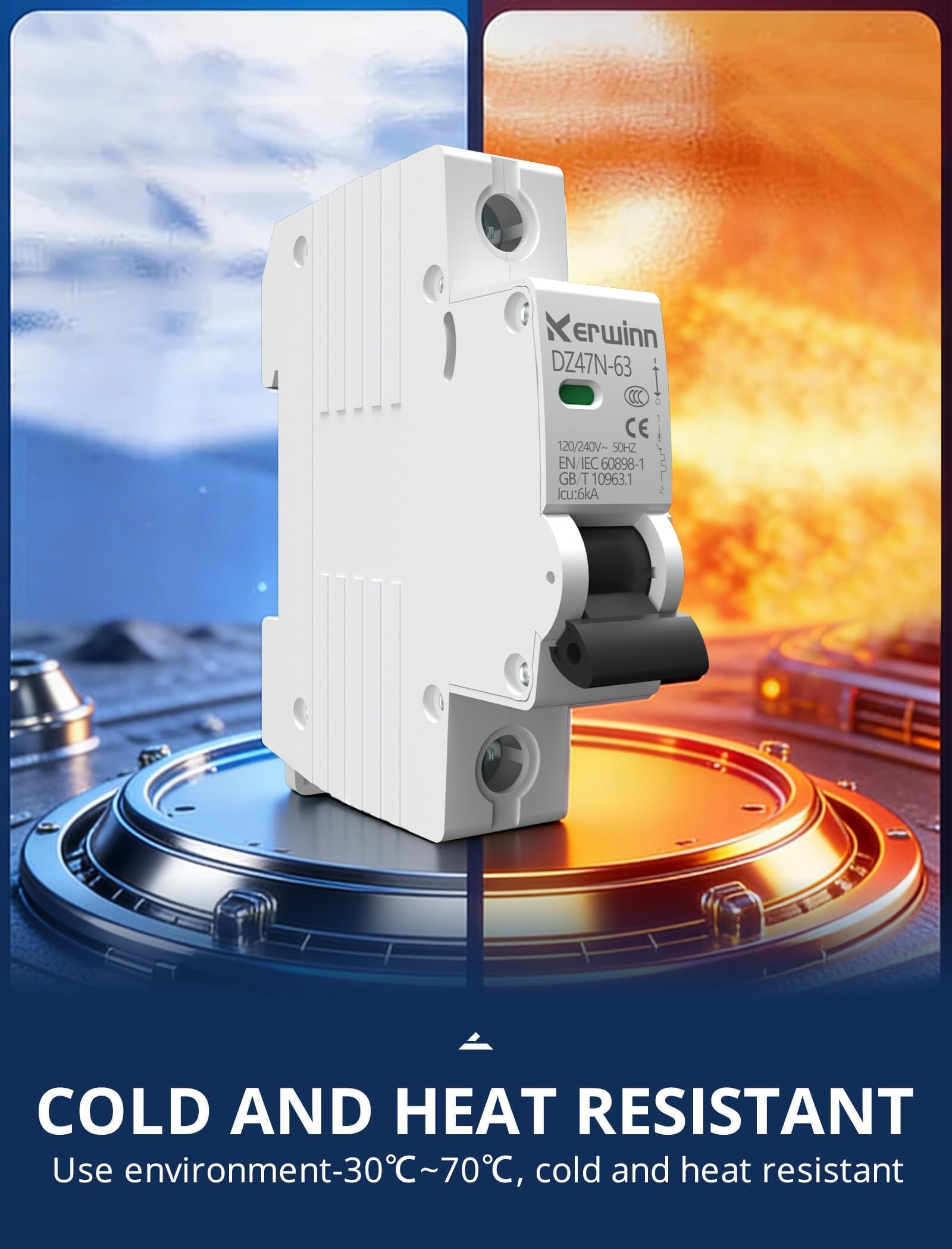 Miniature Circuit Breaker 120V/240V ac Circuit Breaker 1 Pole 20Amp Smart Circuit Breaker DIN Rail Mount for Marine Power Systems,Solar photovoltaic Systems(C20A) — Amazon image 6
