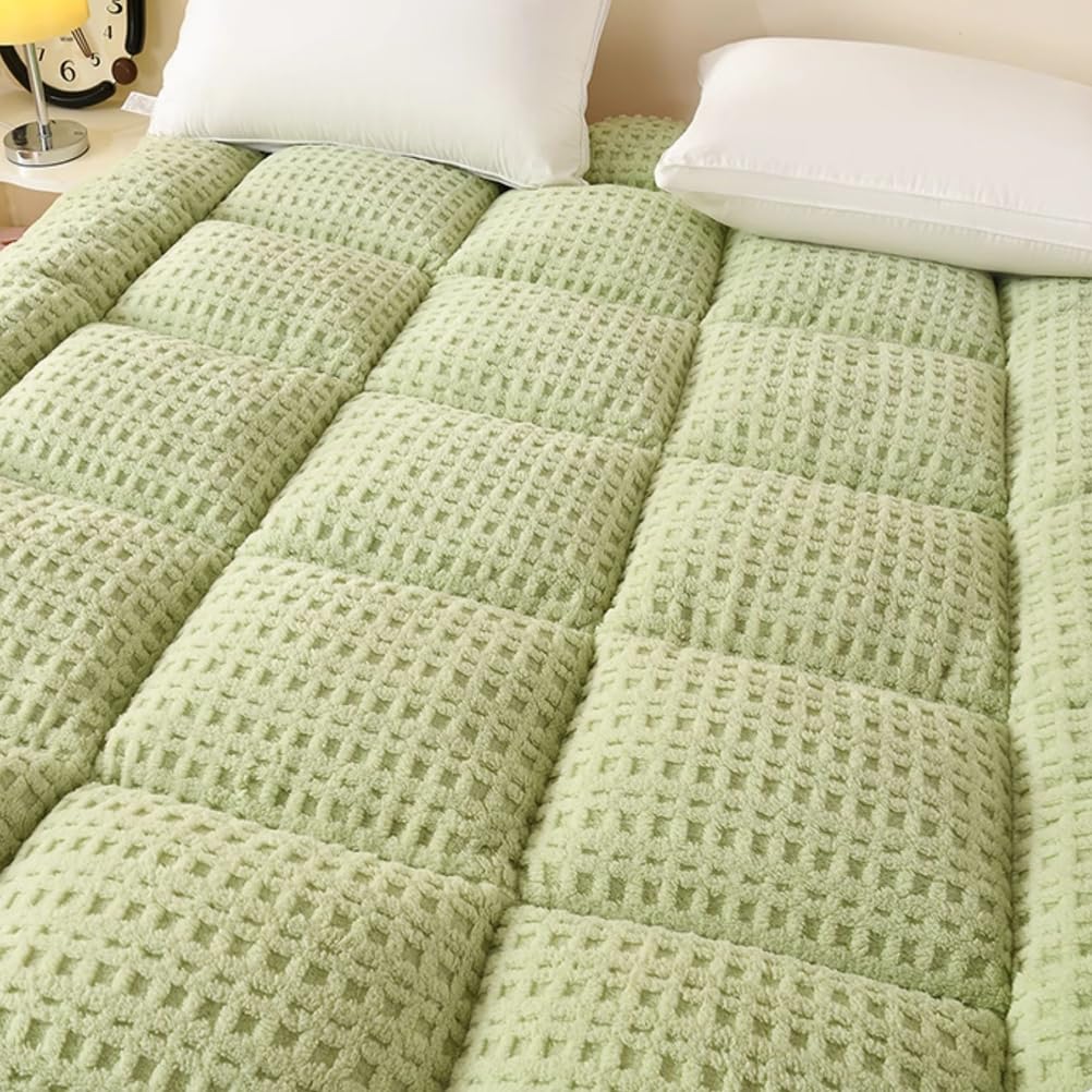 Velours Matelas de Sol Tatamis Adulte, Duveteux Matelas Futon Pliable 1 Place 2 Places, Couleur Unie Tatami Epais pour Matelas, Doux Futon Japonais avec Bande Élastique,F,120x200cm/47x79in