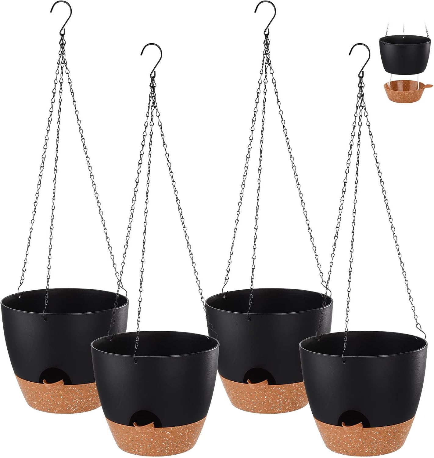 Plcnn 4 Pack Self Watering Hanging Pots 10 Inch Plastic