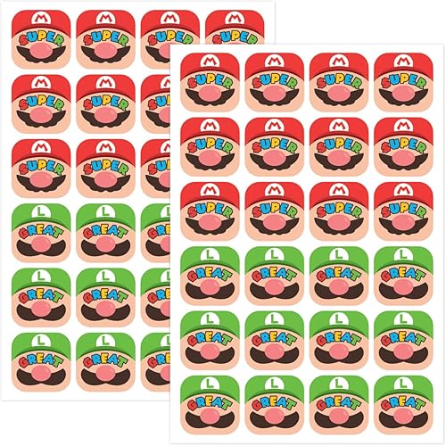 Miniatura 2 de Recompensas de personajes de videojuegos de Mario - 48 pegatinas para niños, profesores, padres