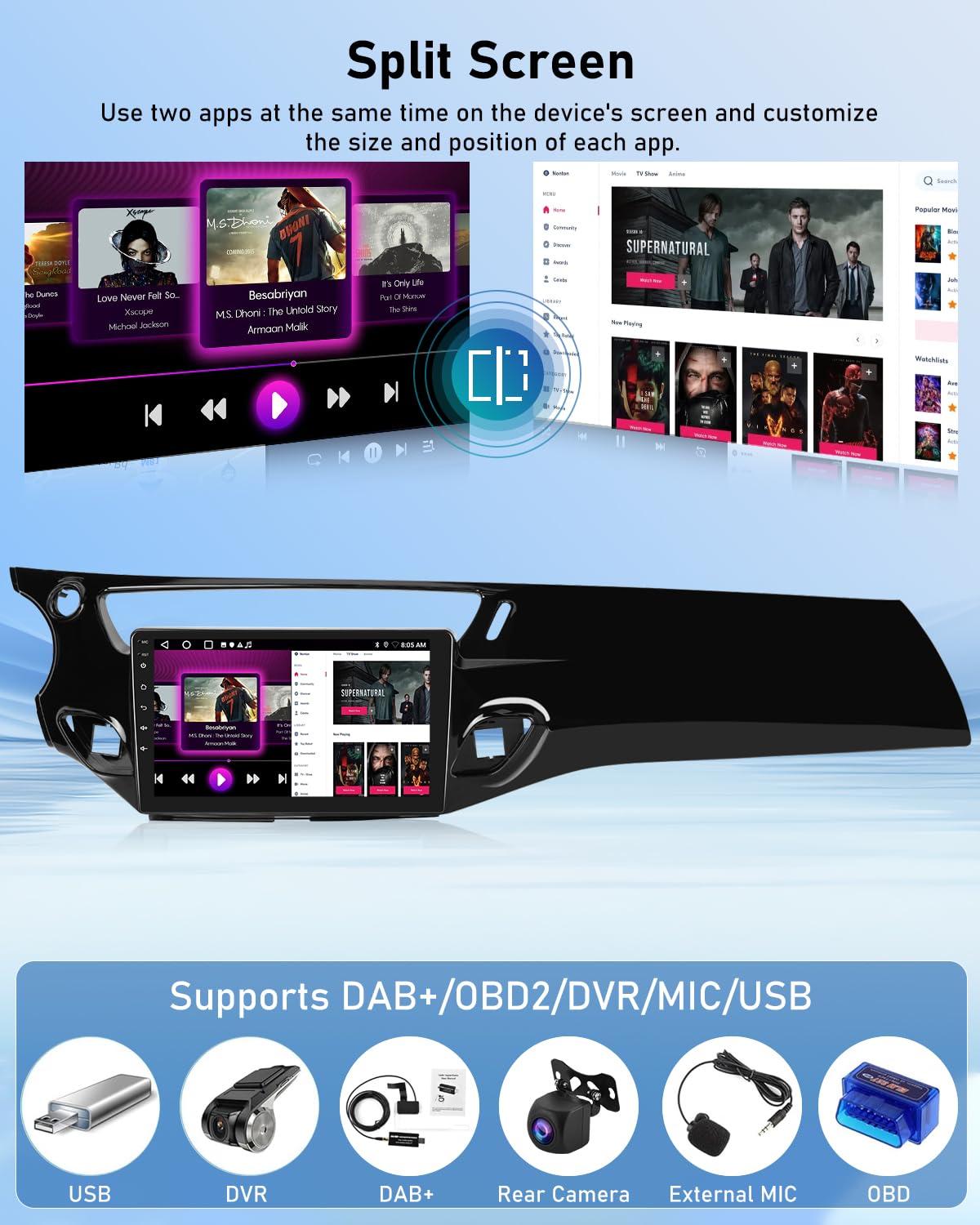 NHOPEEW Autoradio Android 2G+64G pour Citroën C3 2009-2016 - sans Fil Carplay & Android Auto - Stéréo Android 9 Pouces avec WiFi GPS FM RDS + AHD Caméra de recul&Mic