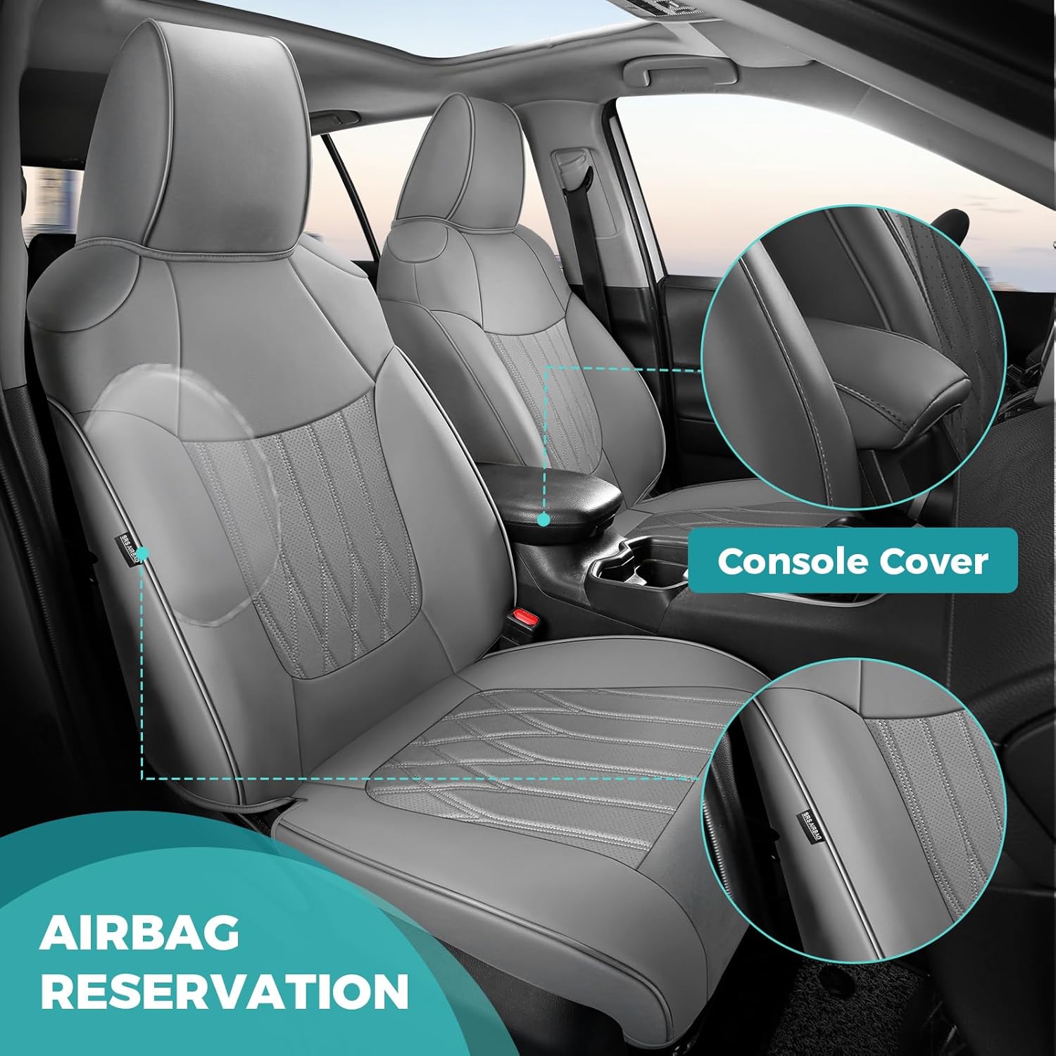 rav4 seat covers for toyota rav 4 2019 2020 2021 2022 2023 2024 2025 le xle limited xle premium gas (not for hybrid) faux leather car seat covers full set - blackgrey blackgrey 2019-2025 gas not hybrid