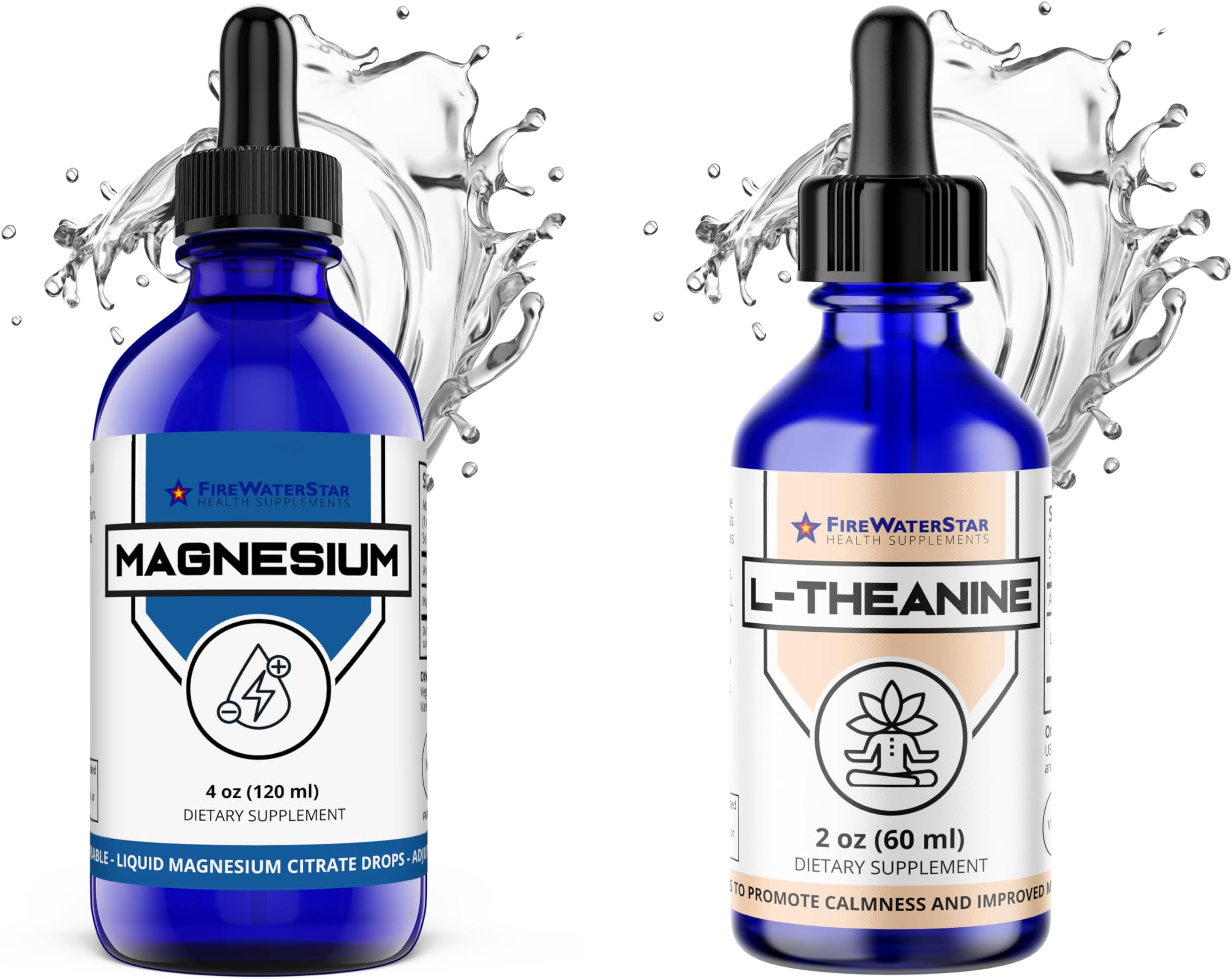 Liquid Magnesium and L-Theanine Liquid Drops Bundle