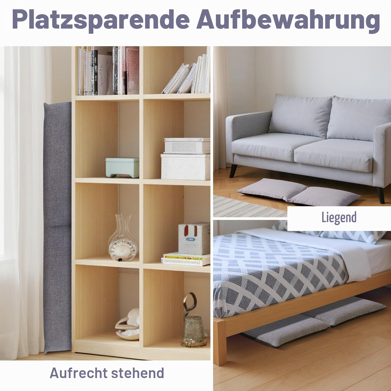 Garvee Bodenstuhl mit Rückenlehne Faltbarer, 6-stufiger Verstellbarer Baumwoll-Polster-Sessel für Wohnzimmer & Terrasse (83×41×17.5 cm), Grau