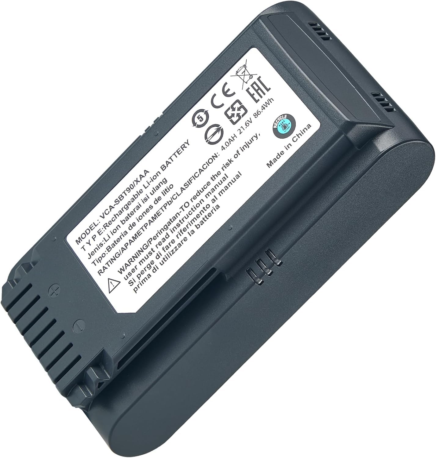 Gemho 4.0 Ah replacement battery for Samsung Jet 60, Jet 65, Jet 70, 75, 75+ and Jet 90/90+ cordless vacuum cleaners, compatible with models VCA-SBTA60, VCA-SBT90 and VCA-SBT90EB
