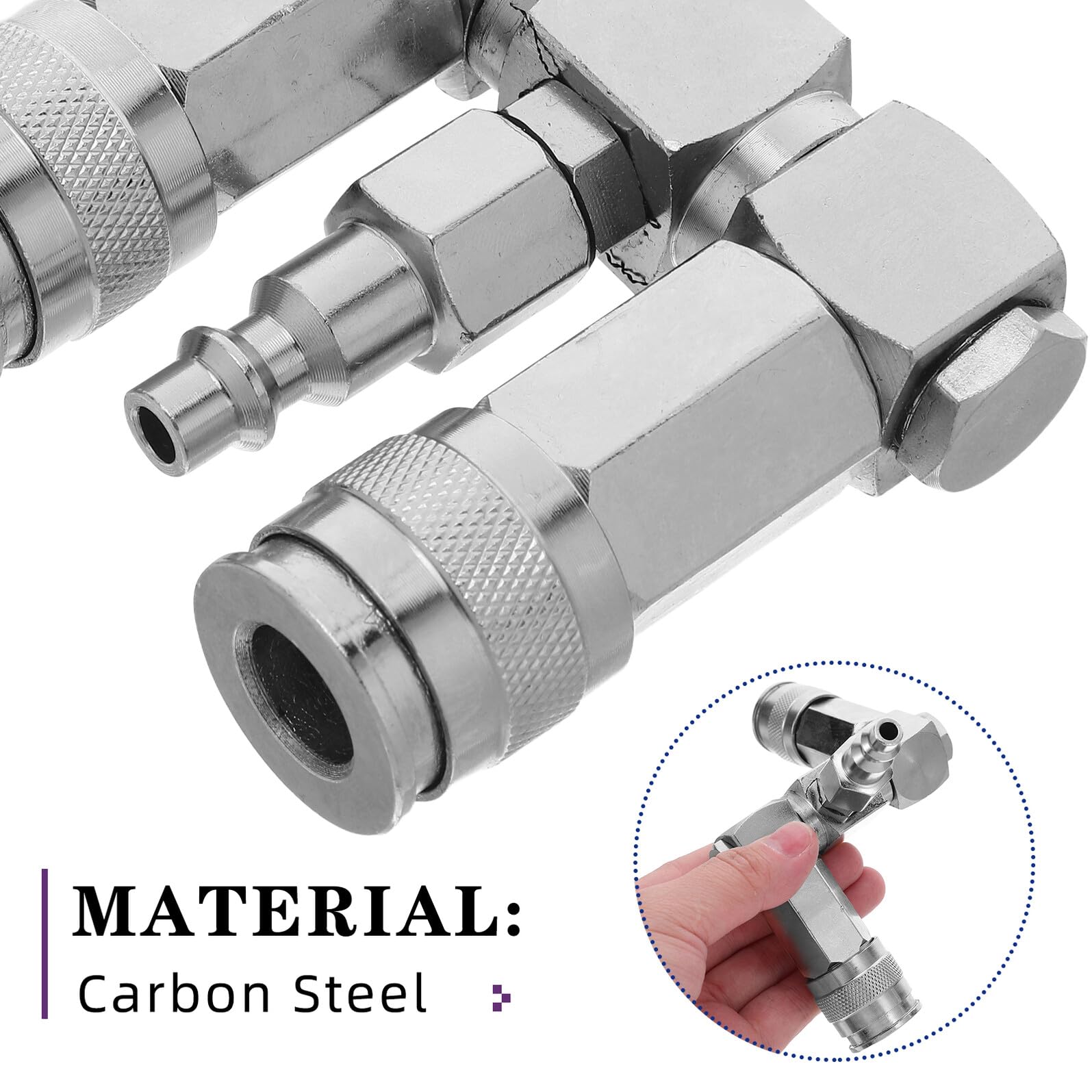 Raccordo Girevole Funzione di Sfiato 2 in al Carbonio Argento e Resistenza all Usura per Spazi Stretti e Impianti Pneumatici Complessi