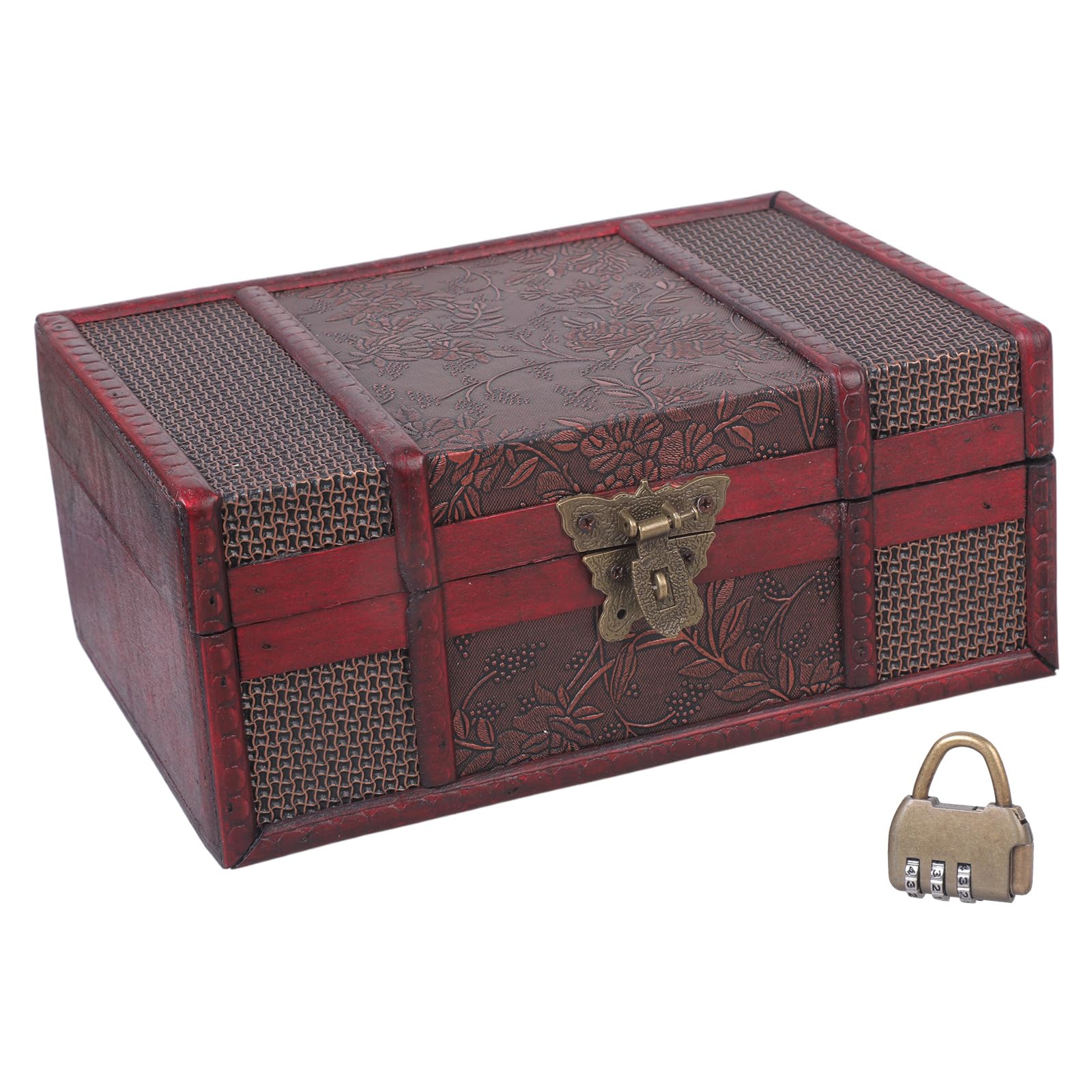 Msioytog Multipurpose Decorative Wood Storage Box for Small Items and Jewelry with Antique Styles and Vibranting Color Designs Home Decoration Accent