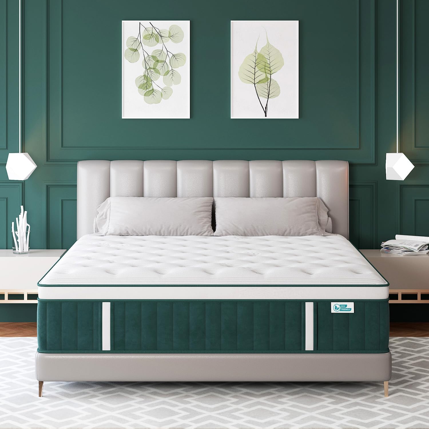 Queen Mattress, 12 Inch Hybrid Mattresses in A Box with Gel Memory Foam Individually Pocket Innerspring Euro Top Medium Firm for Motion Isolation, Pressure Relief,Edge Support