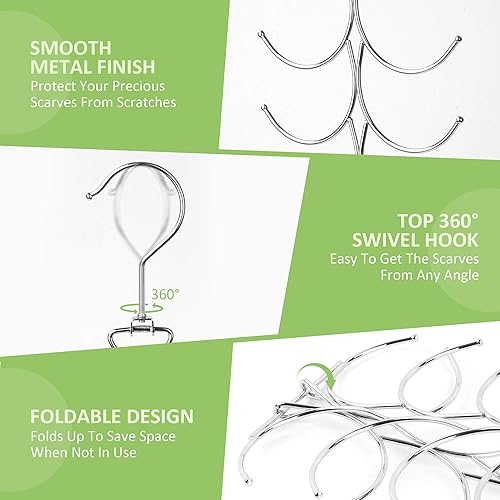 Miniatura 4 de Colgador de bufanda para armario, 20 organizadores de bufandas de gran capacidad, soporte para bufandas que ahorra espacio, organizador de armario