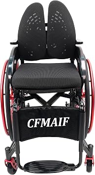 Self Propelled Wheelchairs for Adults Lightweight Foldable, Compact Sports Wheelchair, High Backrest, with HandbrakeSize40cm/15.7in seat,ColorRed