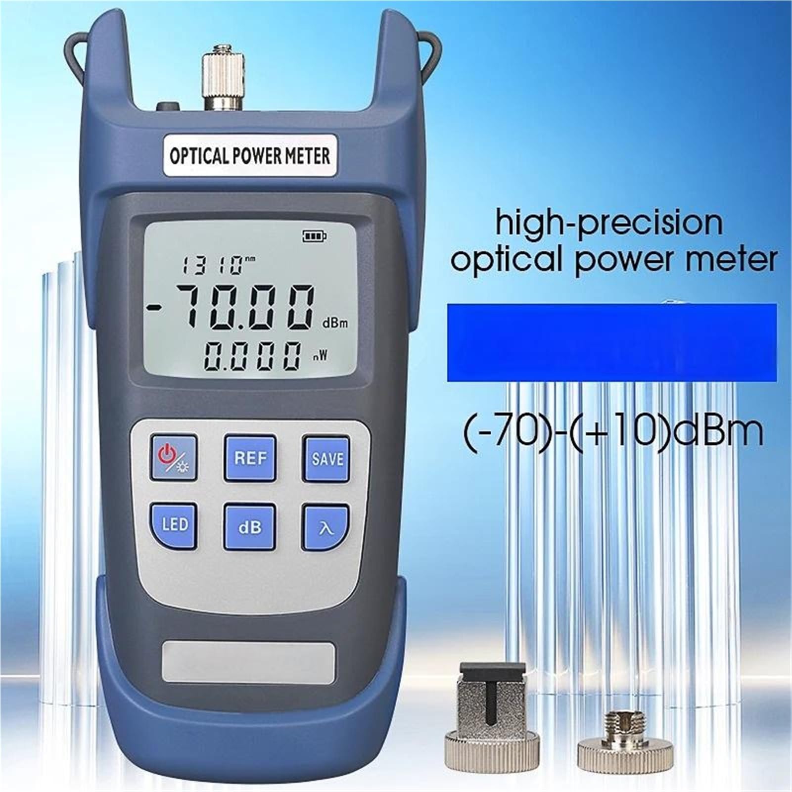 Medidor de potencia óptica FTTH (OPM -70 ~+10 dBm) y localizador visual fallos (30/1/10/20/50 mw VFL). Kit herramientas para prueba(-70~+10dBm and 20mW VFL)