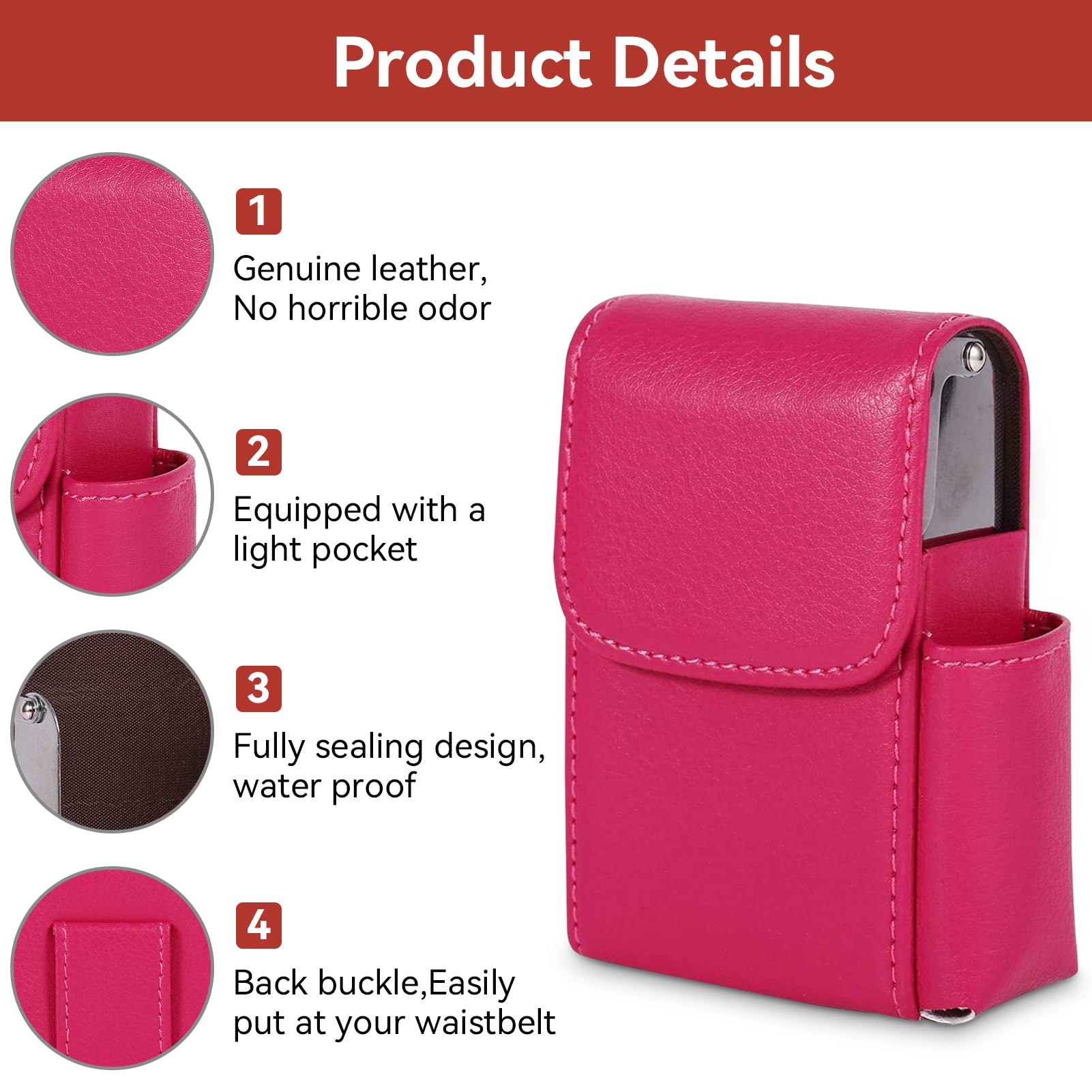 Portasigarette Cover con più Leggero Porta Slot,Portasigarette in Pelle PU,Pacchetto Sigarette Custodia Porta Sigarette per Sigaretta Box per Uomo e Donna per Tabacco Supporto
