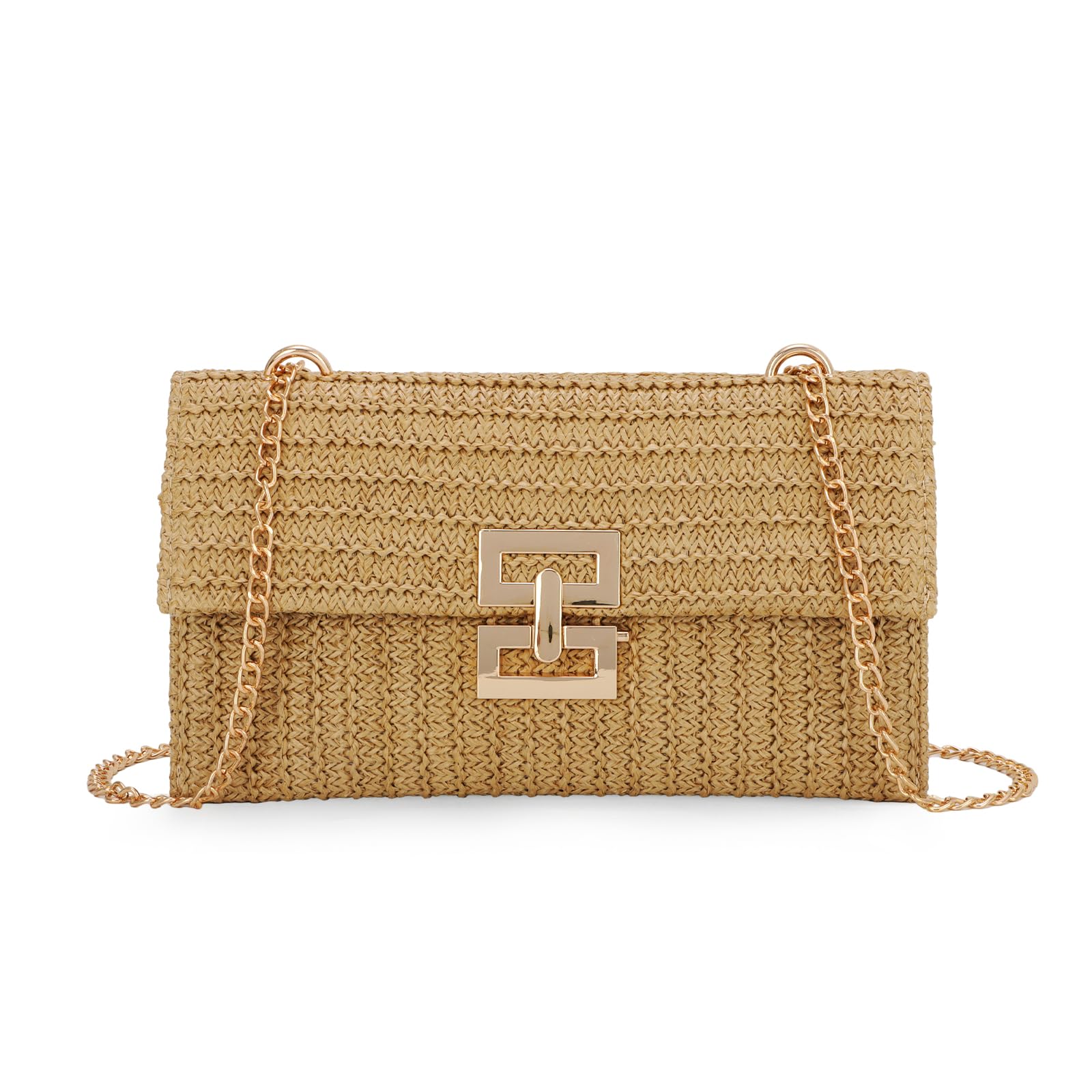Ynport Crefreak Bolso de Hombro de Paja Para Mujer Bolso Bandolera de Paja de Verano Bolso de Playa Bolso Tejido de Playa Sobre de Mimbre Sobre de Fiesta