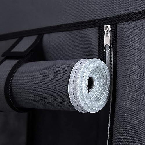Vista 26 de 67" Portable Wardrobe Closet, Wardrobe Closet for Hanging Clothes with 2 Hanging Rods, 12 Clothes Storage Organizer Shelves, Non-Woven Fabric Grey