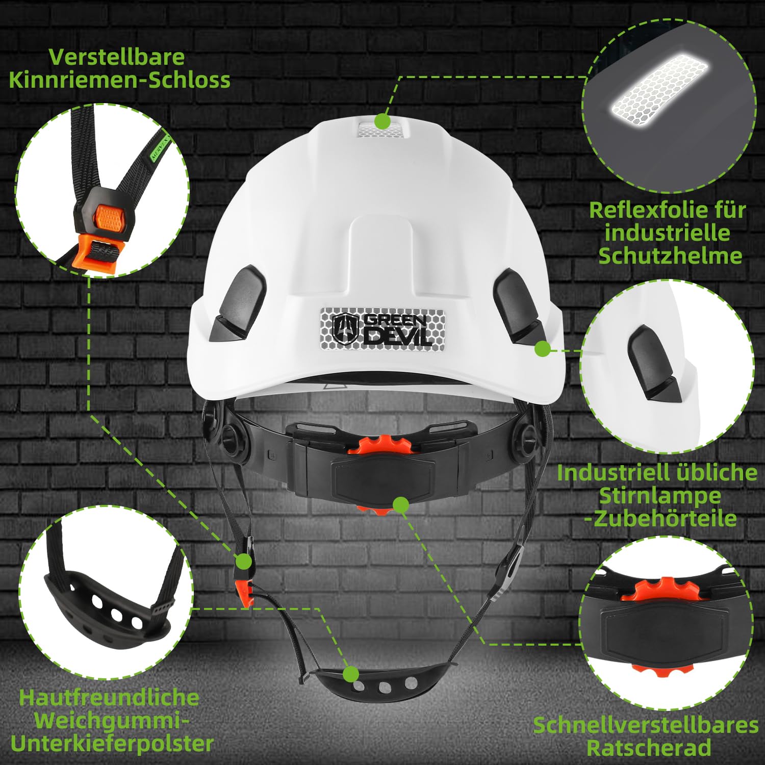 GREEN DEVIL EN50360 EN397 Casco protettivo leggero non ventilato per uomini e donne tipo 1 classe E