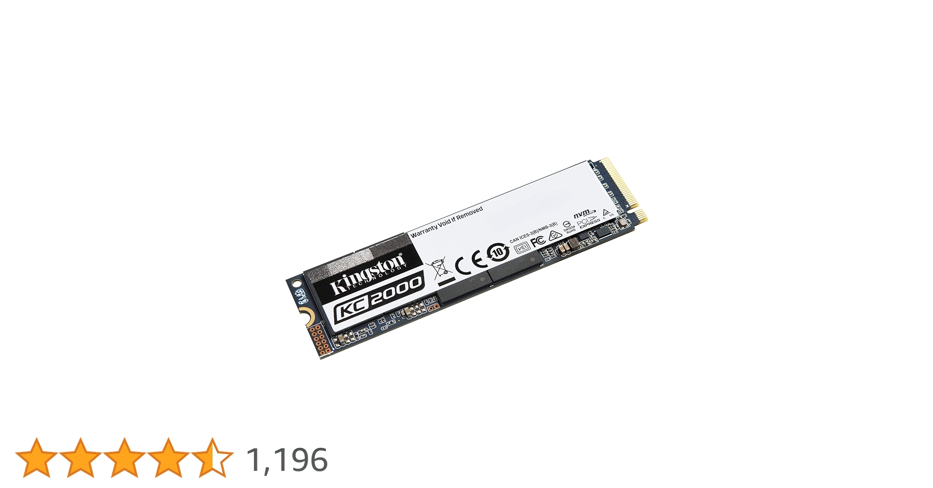 Amazon | Kingston SSD KC2000 1000GB 1TB M.2 2280 NVMe PCIe