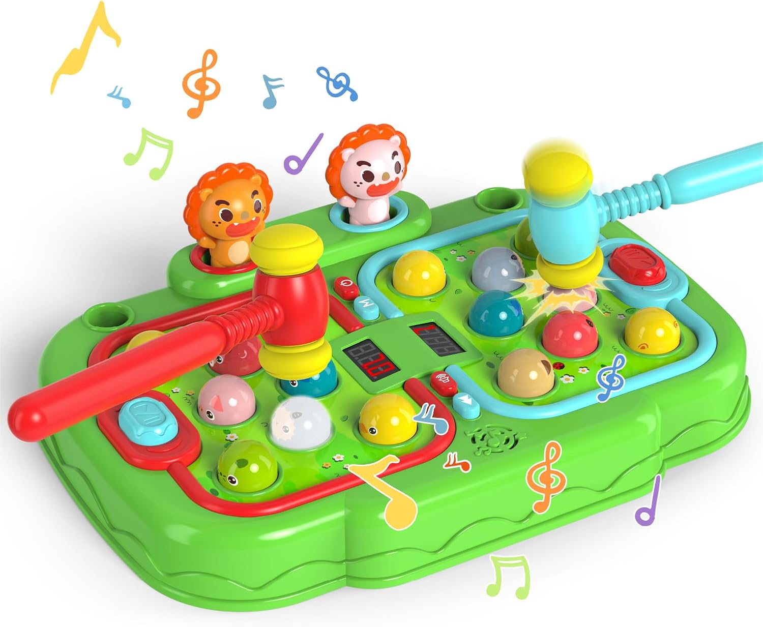 Gofimyee Whack a Mole Game, Toy for 2 3 4 5 6 Years Old Kids, Boys Girls Interactive Toys, Rechargeable Puzzle Game with 2 Hammers, Early Developmental Activity Toy, Educational Game for Toddlers