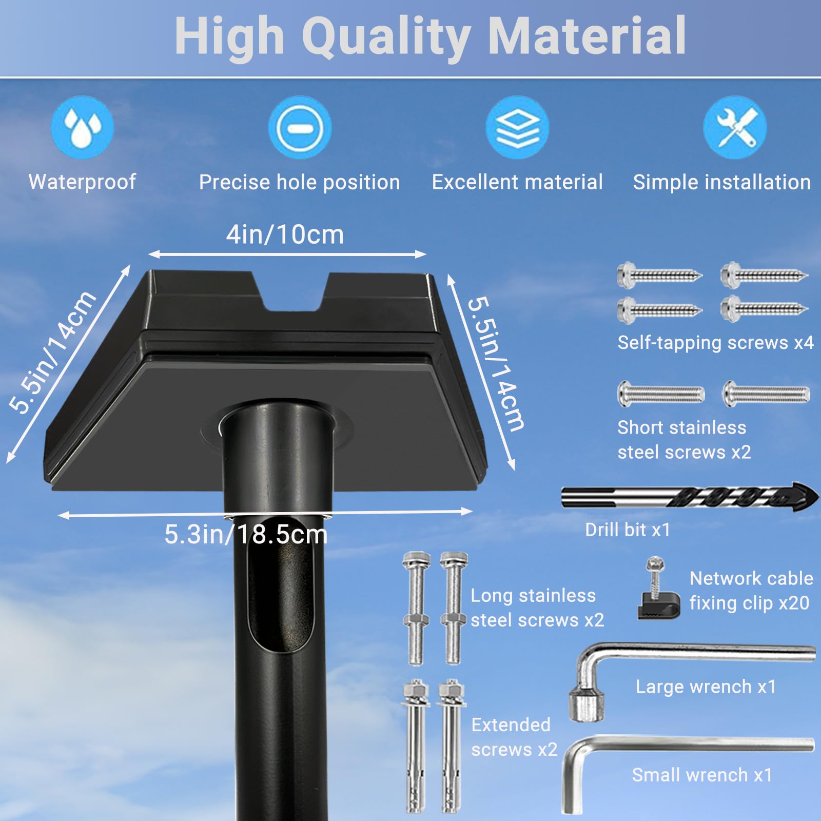 TOIMALDO Starlink Gen 3 Mount – Hidden Cable Design, Adjustable Pivot Bracket, Heavy-Duty Roof & Pole Mount with Pipe Adapter for Starlink Internet Kit