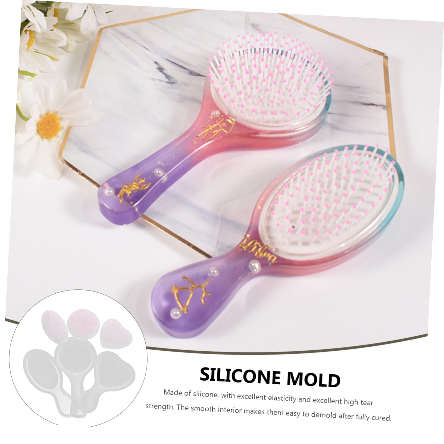 SHINEOFI 48pezzi Stampi Silicone Per Pettini Flessibili Per Creazioni Fai Te Per Realizzare Pettini Personalizzati e Unici Con Epossidica