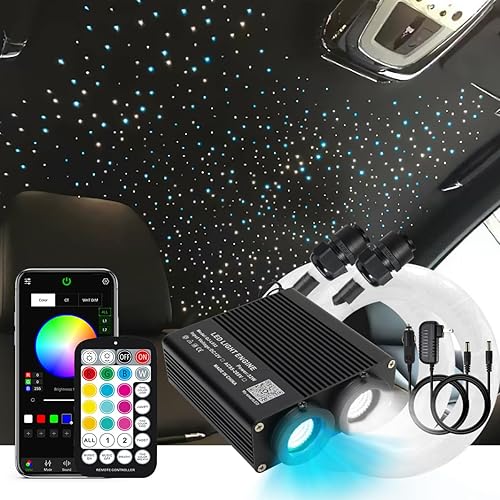 Vista 30 de AKEPO - Luces de fibra óptica de doble cabezal RGBW de 32 W, control de aplicación de diferentes colores, 750 piezas de fibras ópticas mixtas en 9.8