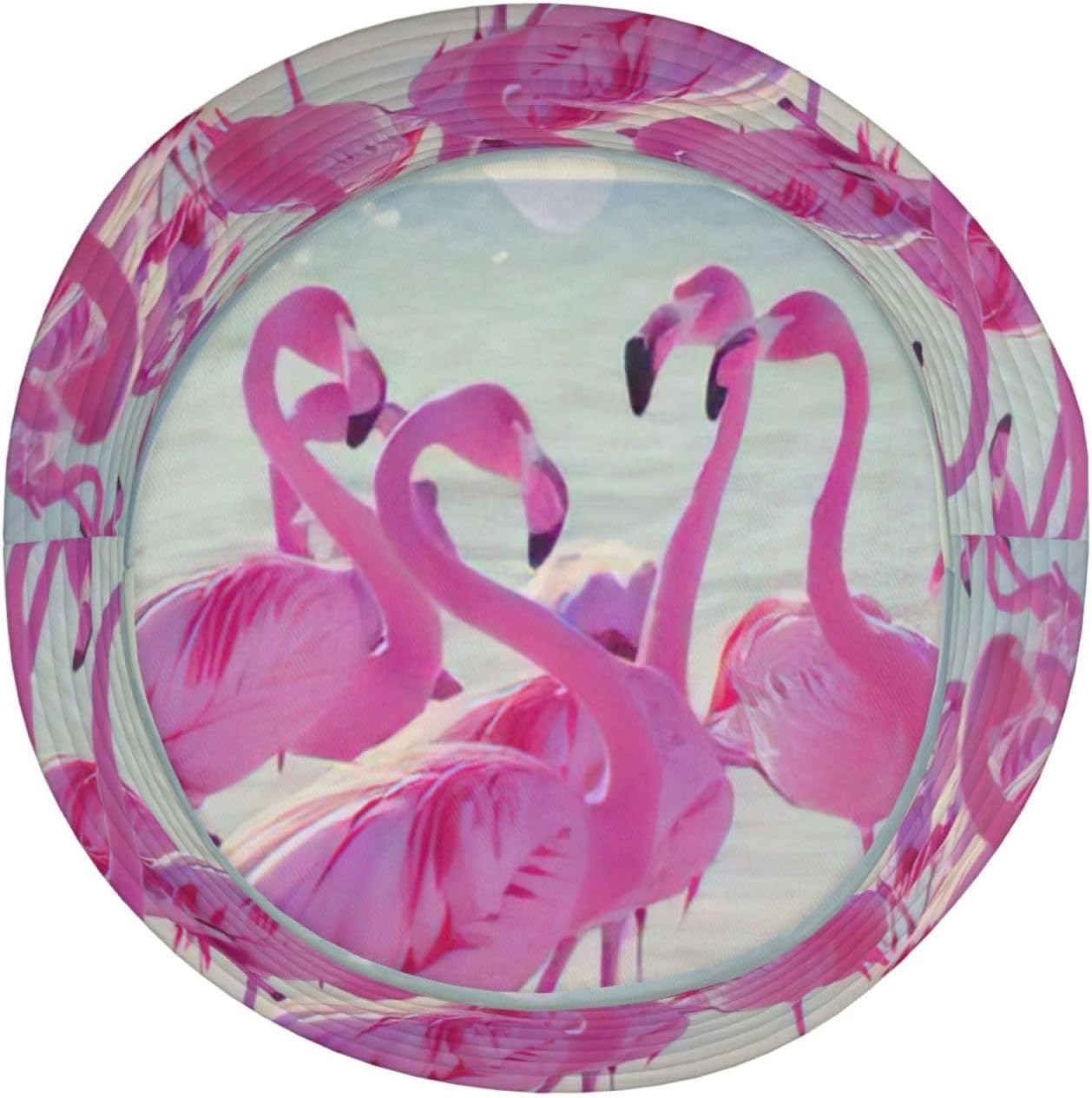 Bucket Hat Flock of Pink Flamingos on The Beach Print Summer Sun Hat Trendy Beach Funny Fisherman Hat for Men Women Unisex