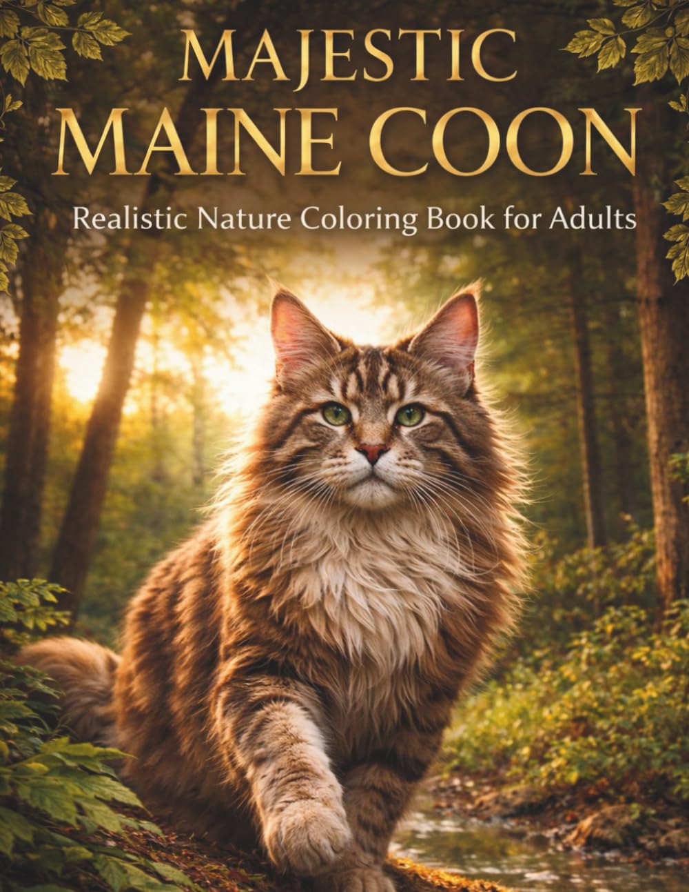 Maine Coon Coloring Book for Adults: Majestic Realistic Nature Scenes for Stress Relief and Relaxation