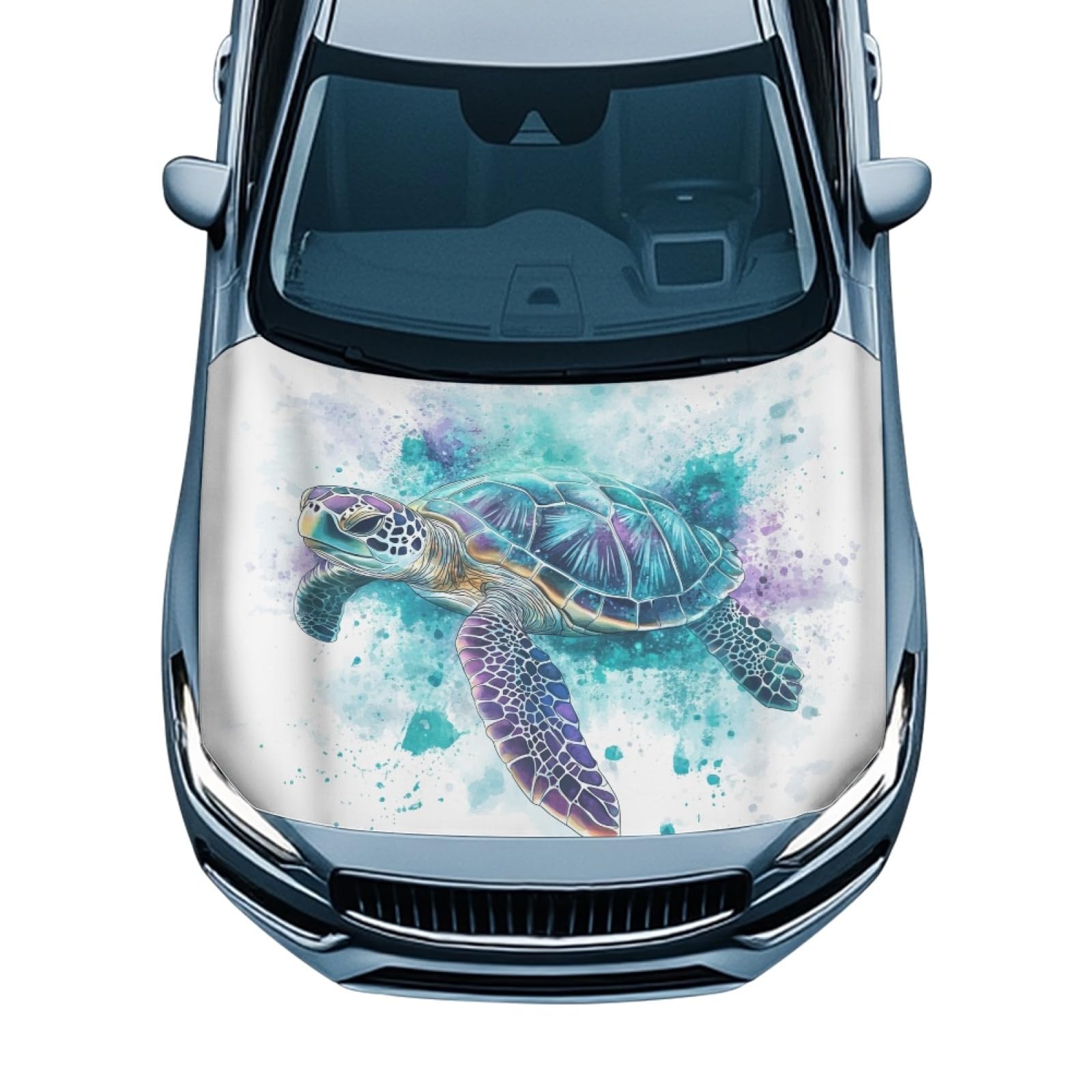 Turtle St. Patrick's Car Hood Cover Stretch Polyester Fabric Cover Car Hood Cover Protector Easy Installation Removable Automotive Accessories St. Patrick's Decoration Gifits