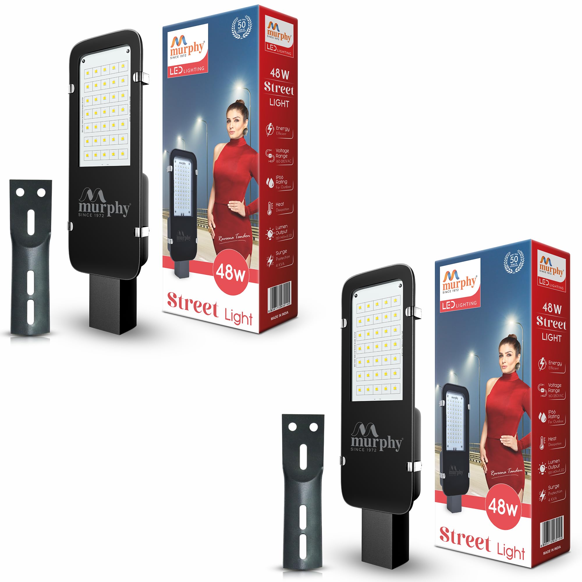 Murphy 48 Watts Waterproof Outdoor Rectangular Street Light, (Cool White)(Electric, Aluminium)