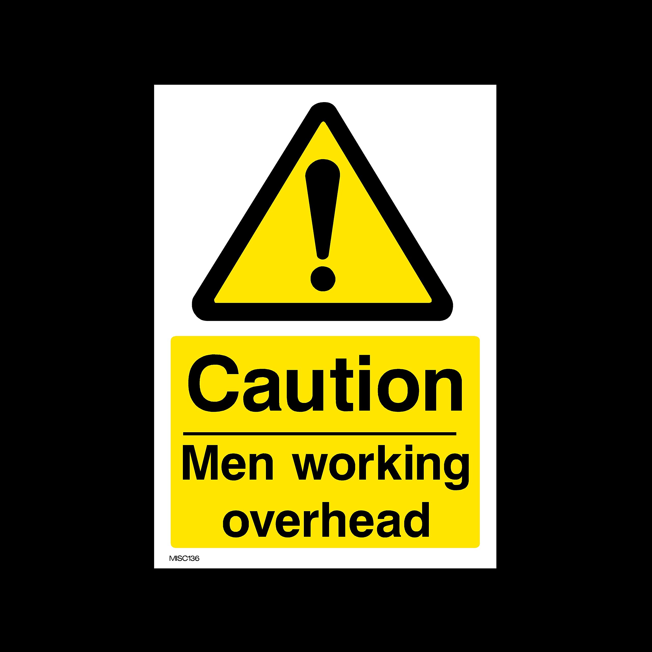 Ussp&S Men's Caution Working Overhead Plastic Sign With 4 Pre-Drilled Holes (Misc136) - No Parking, Private Property, Access, Disabled Parking, Vehicle, Warning