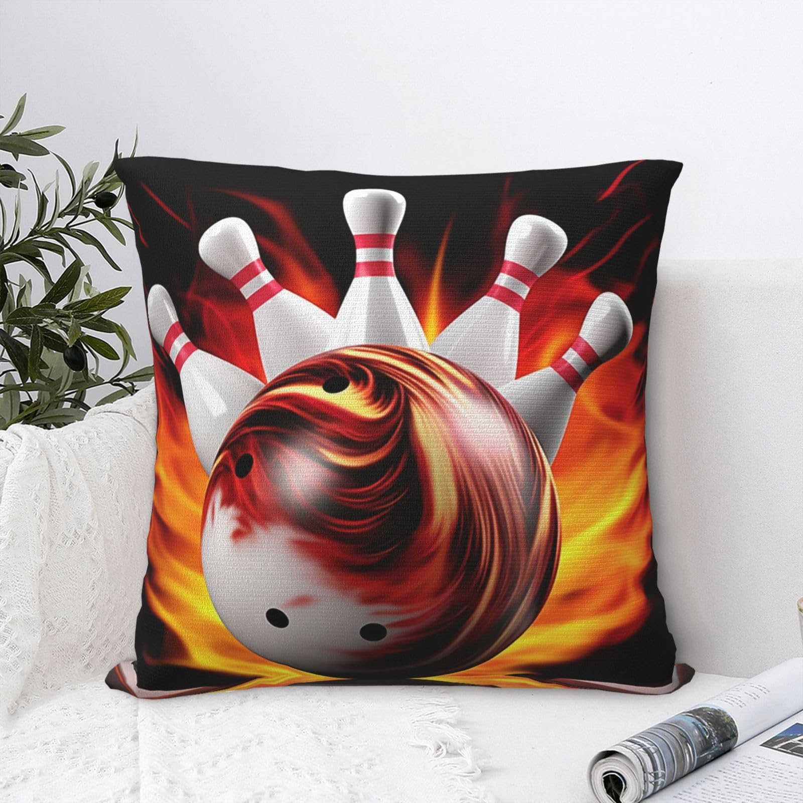 FodPand Luxury Velvet Throw Pillow Covers 18"x18" Super Soft Decorative Pillow Cases - Bowling Ball Pillowcases Modern Lumbar Cushion Cases for Couch Sofa Bed Pillow Shams