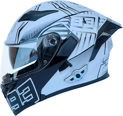 RUYICZB Casco De Motocicleta Modular Con Bluetooth, Visera Doble Y Alerón Trasero, Aprobado Por DOTECE, Casco Integral Abatible Con Gráfico, Casco