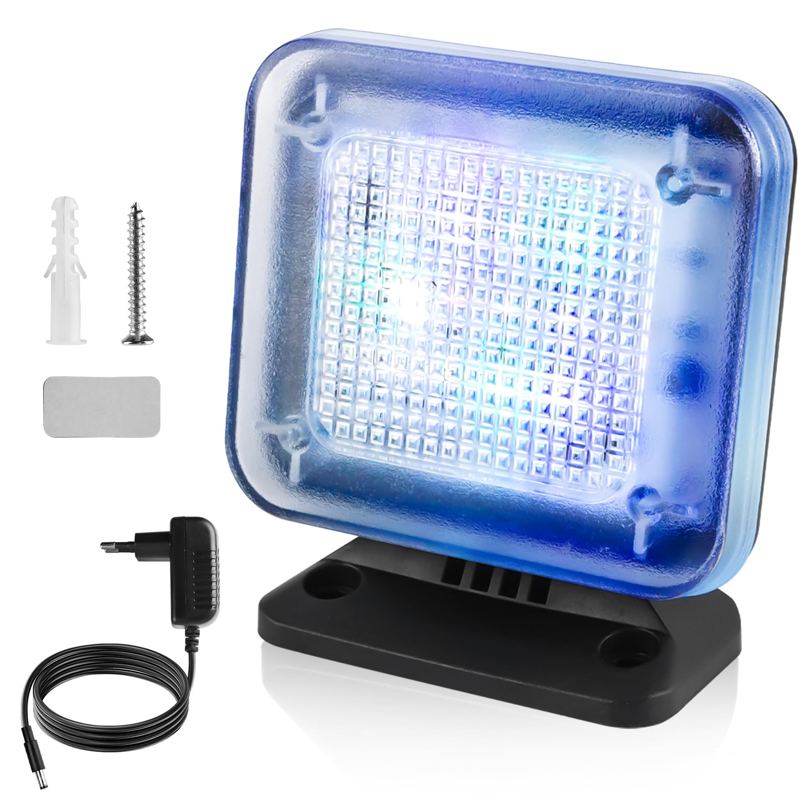 GOMETY Symulator TV LED, fałszywy symulator telewizyjny z 12 diodami LED i 3 programami do wyboru, energooszczędność z timerem, w komplecie z adapterem sieciowym, do użytku jako ochrona przed