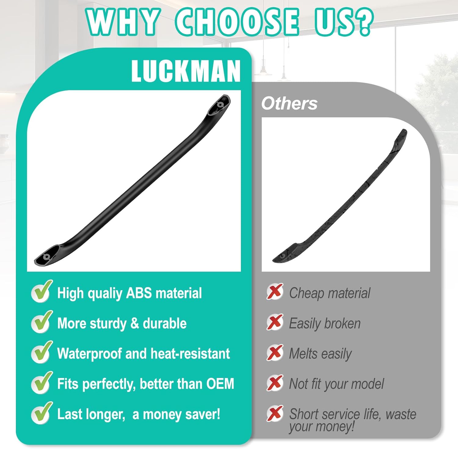 Upgraded 316545300 Oven Door Handle Replacement Compatible with Frigidaire Ken-More Cro-sley Stove Oven Handle Replacement FFEF3011LBD, FFEF3015LSM, Replace 316020204, 5303273127 Range Oven Handles