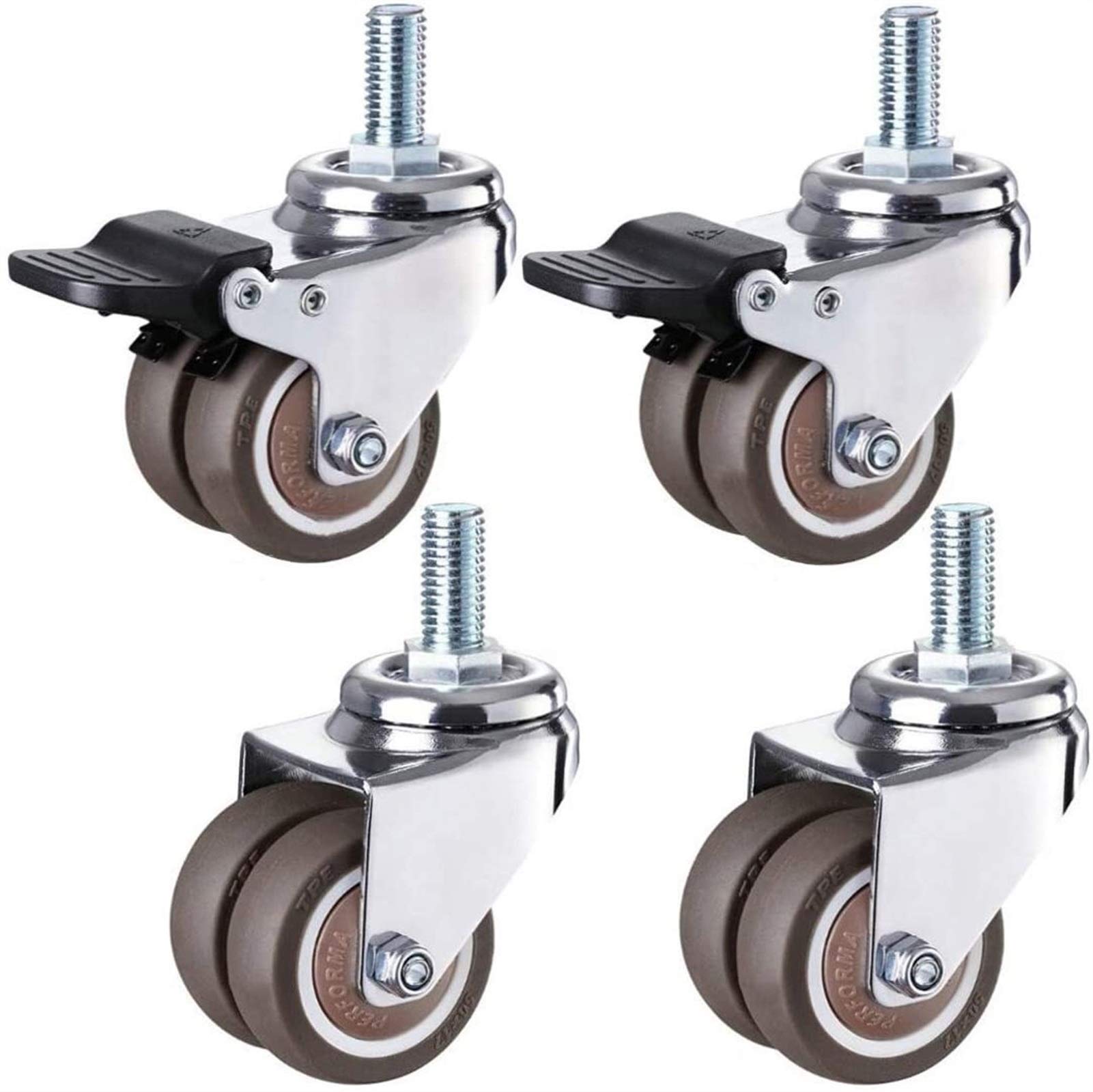 Double roulette roulettes &agrave; tige filet&eacute;e M12x25mm industrielles